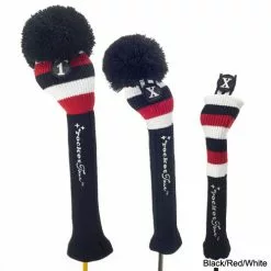 RocketTour Black Base Rugby Stripe Pom Pom Headcover -Fairway Golf Sales 2022 ROC0001 1c